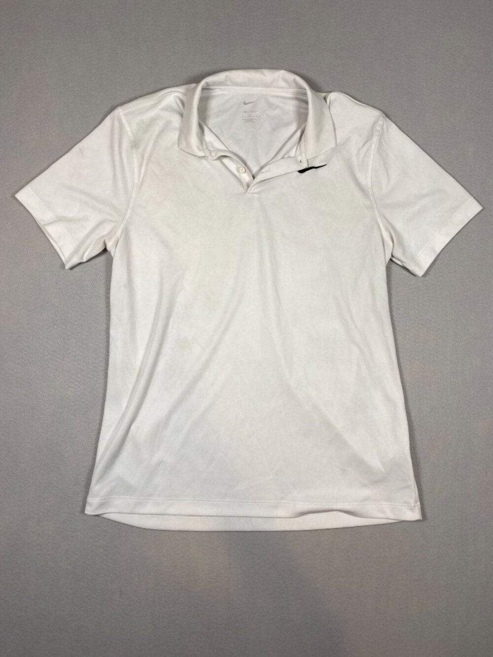 Nike Dri-FIT White Polo Shirt Mens L Short Sleeve Classic Fit Golf Performace